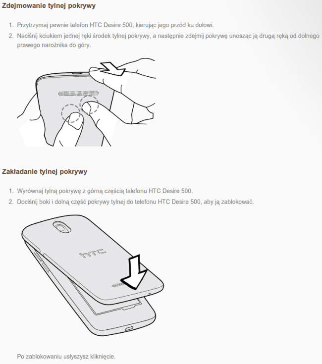 htc desire 500 klapka 