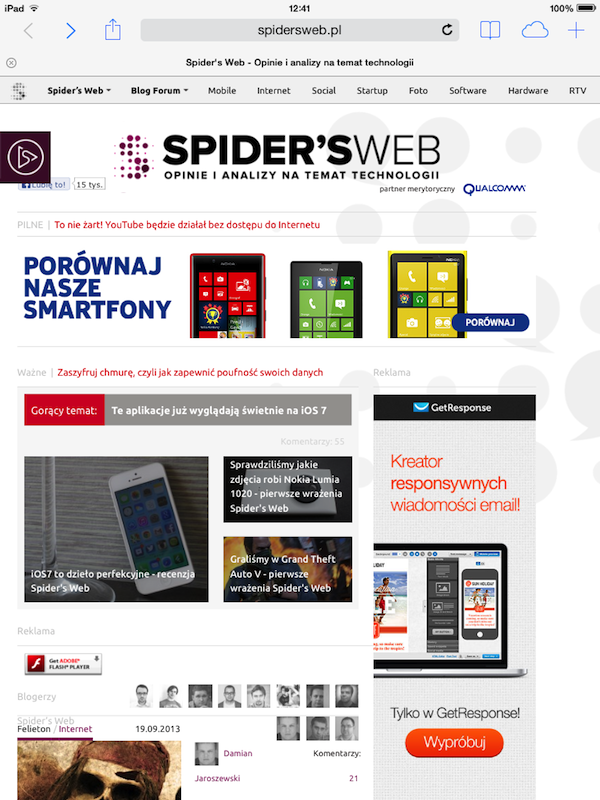 iOS7, iPad 2, Safari