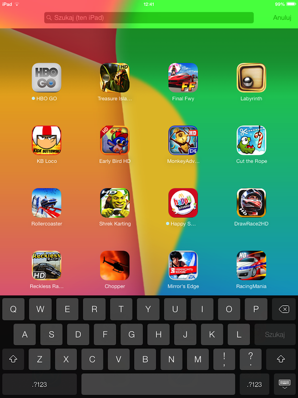 iOS7, iPad 2, szukaj