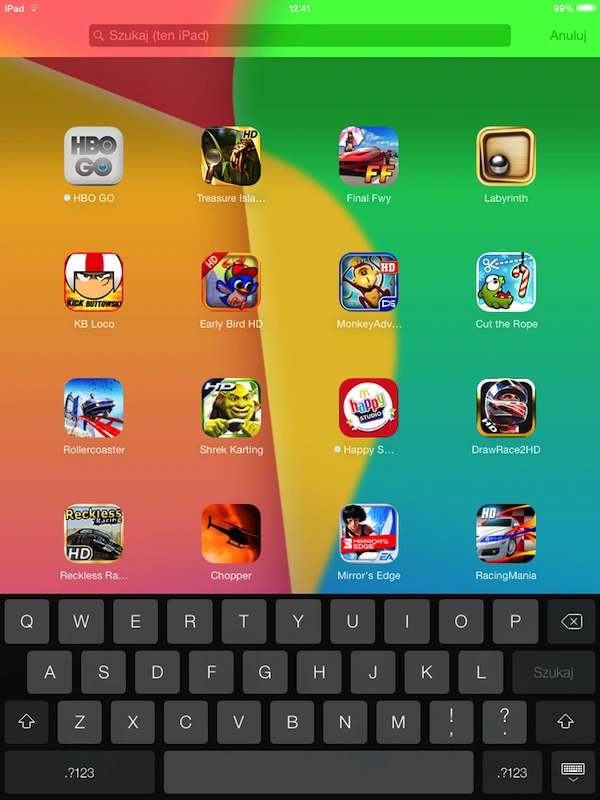iOS7, iPad 2, szukaj 