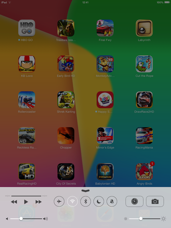 iOS7, iPad 2, szybkie ustawienia