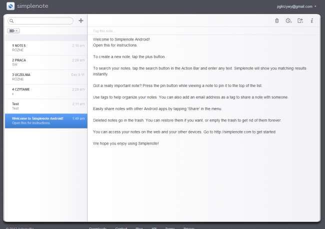 simplenote web