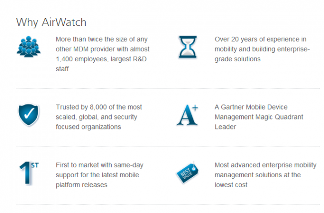 AirWatch Zalety