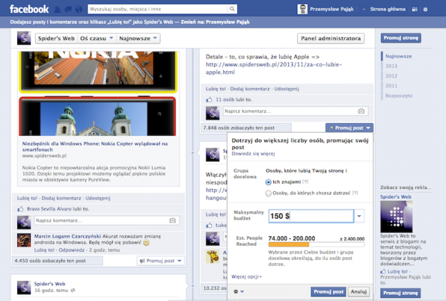 Facebook nachalne reklamy