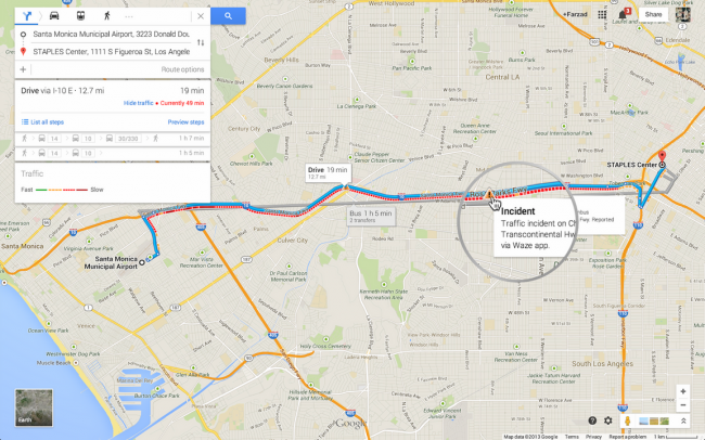 Find the best with real time traffic and incidents from Waze 