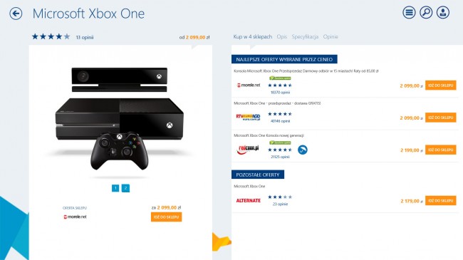 Zrzut ekranu wykonany już kilka dni po moich perypetiach z Xboxem One. Ceny obecnie są nieco niższe. Ale żaden ze sklepów nie gwarantuje wysyłki w listopadzie. class="wp-image-153149" 