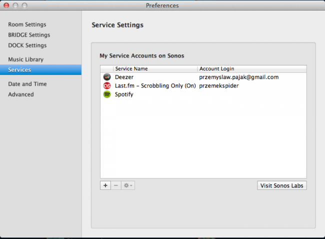Sonos, serwisy streamingowe