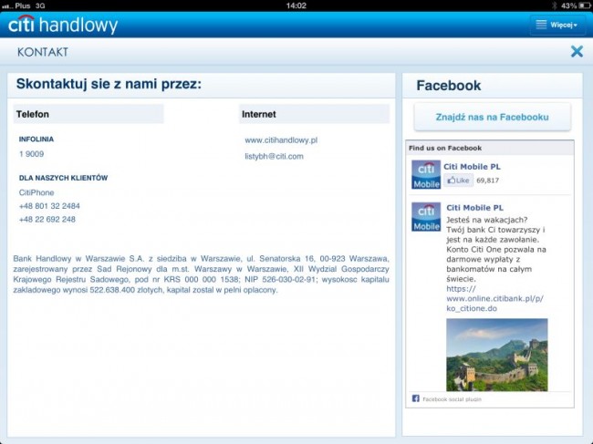 Citi Handlowy for iPad, 2