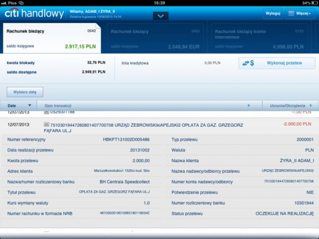 Citi Handlowy for iPad, 7