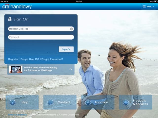 Citi Handlowy for iPad, login