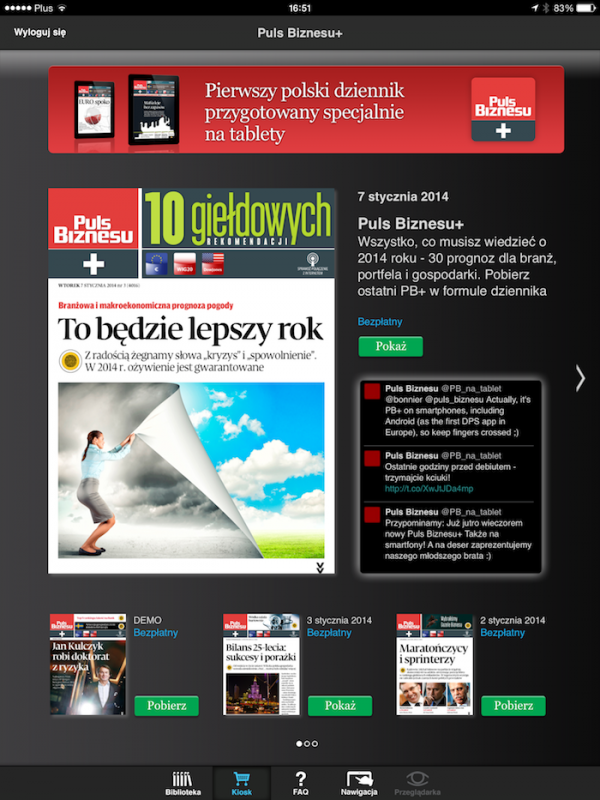 Puls Biznesu+ na iPadzie