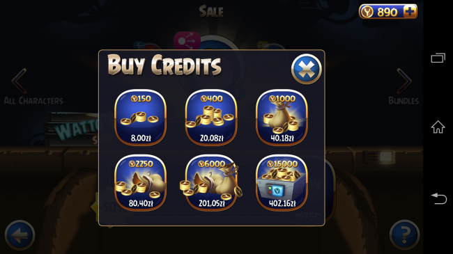 angry birds buy credits