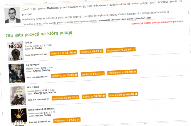 upoluj ebooka lista prezentow