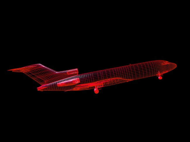 3D model of airplane isolated on BLACK background 