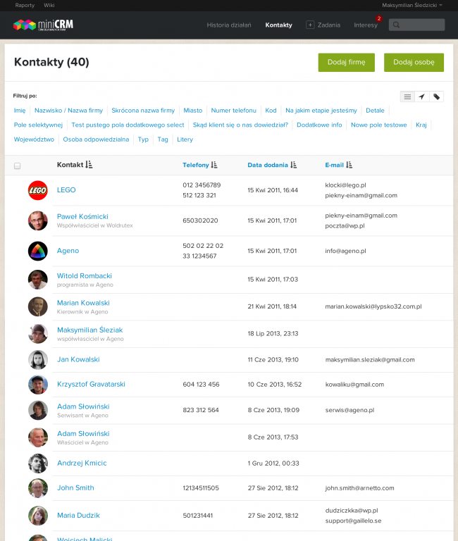 minicrm kontakty 2