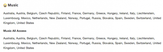 Google Play Music – availability