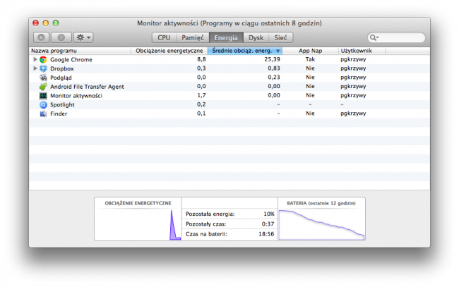 os x bateria