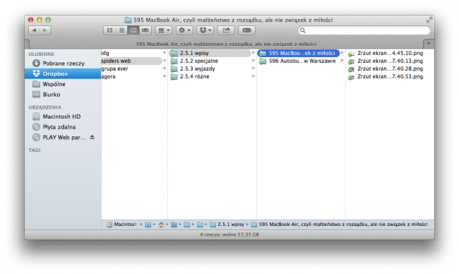 os x finder widok kolumny