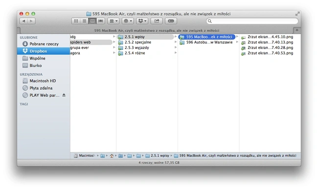 os x finder widok kolumny