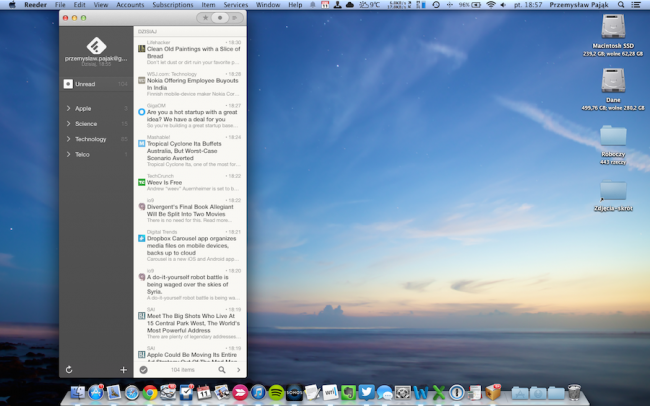 Reeder 2 OS X, mini