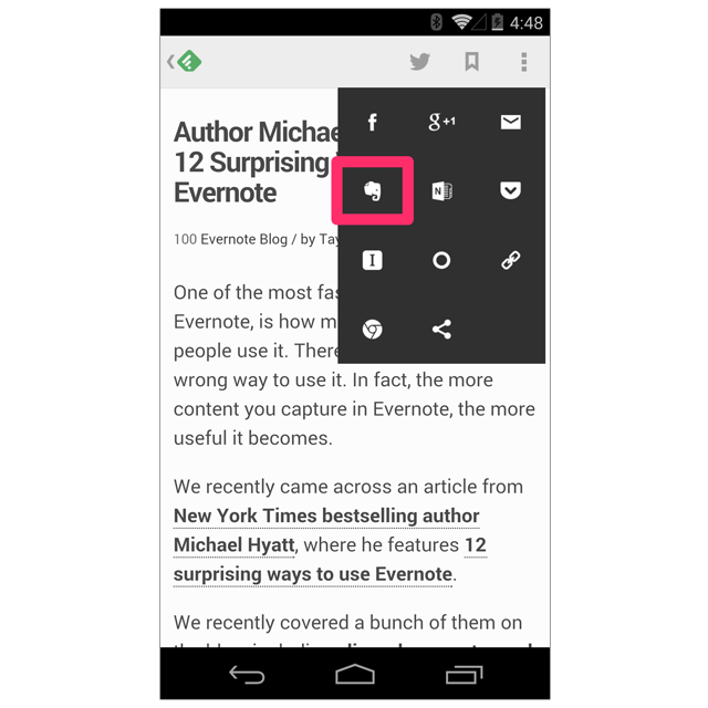 feedly app evernote