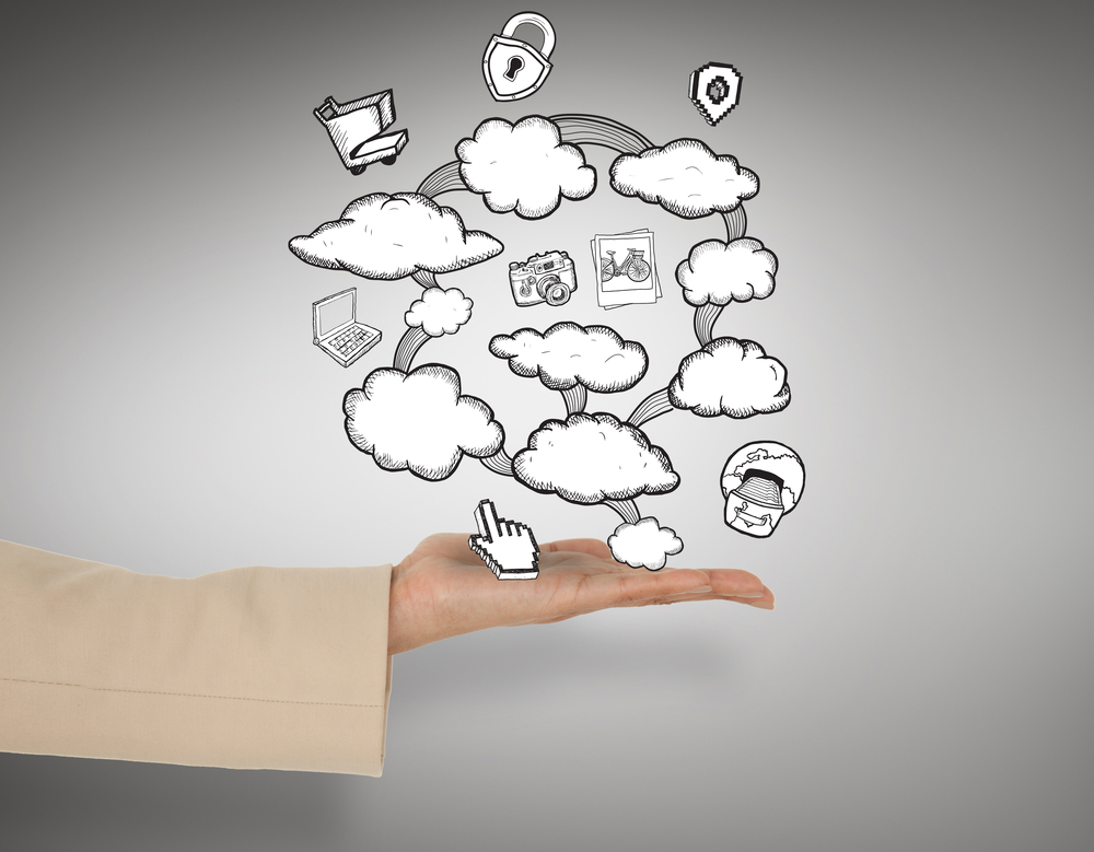 Female hand presenting cloud computing graphic against grey class="wp-image-188454" 