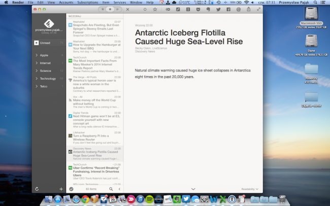 Reeder 2 for Mac, 1