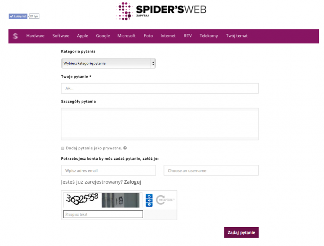 zapytaj spider’s web – zadaj pytanie