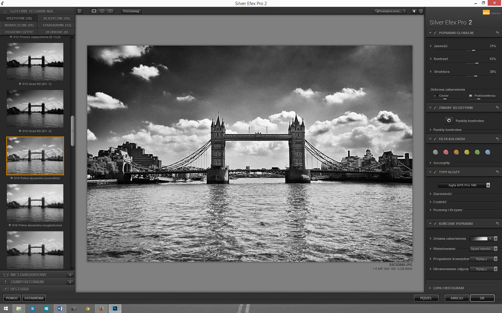 Okno pluginu Nik Silver Efex Pro class="wp-image-208782" 