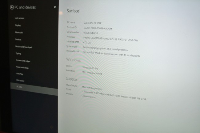 Surface Pro 3, system