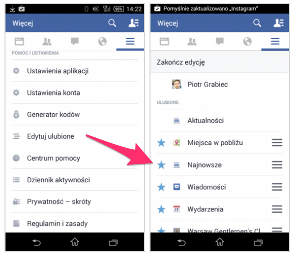 facebook najnowsze android ulubione