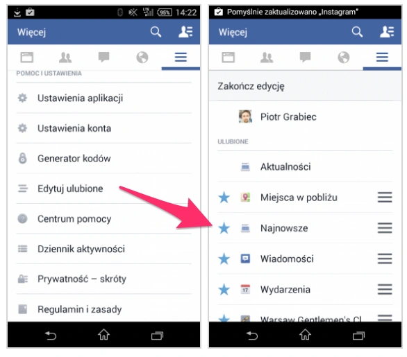 facebook najnowsze android ulubione