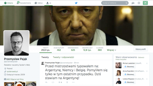 Twitter Analityka, profil