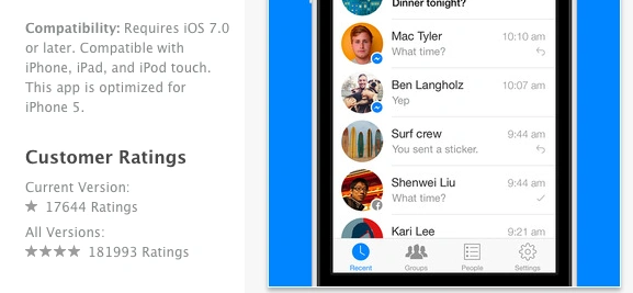 messenger ios oceny 