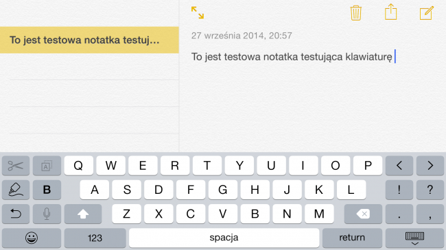 iOS 8, 6+, klawiatura