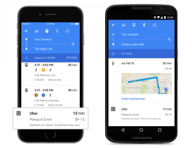 Uber Google Maps