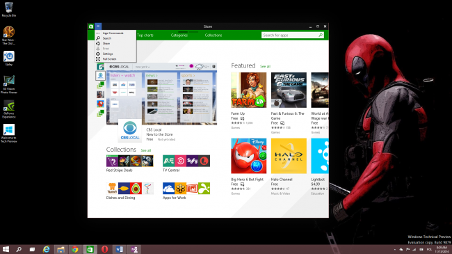 Windows 10 Build 9879 Modern Apps