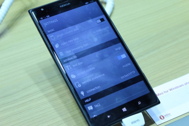 Opera Mini, settings 
