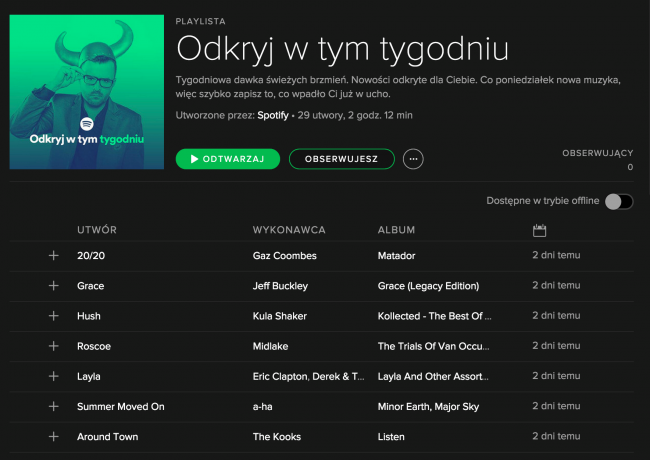 Spotify odkryj w tym tygodniu