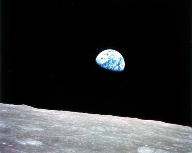 earth rise over the moon