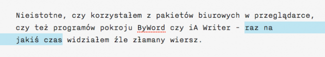 Twarda spacja - łamanie tekstu w OS X 