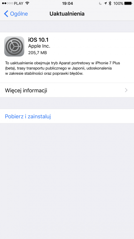 iOS 10.1 iPhone 7 Plus 