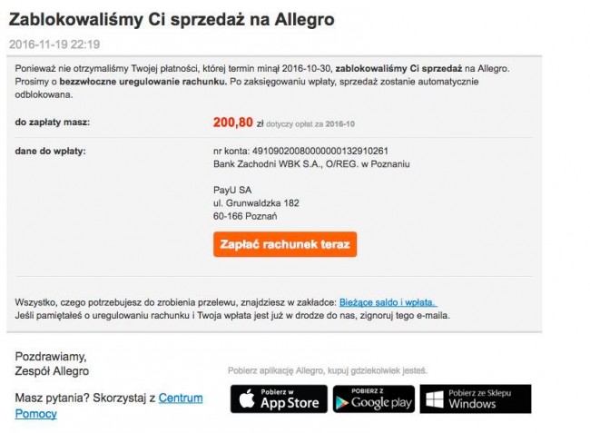 Próba ataku phisingowego na klientów Allegro class="wp-image-529873" 