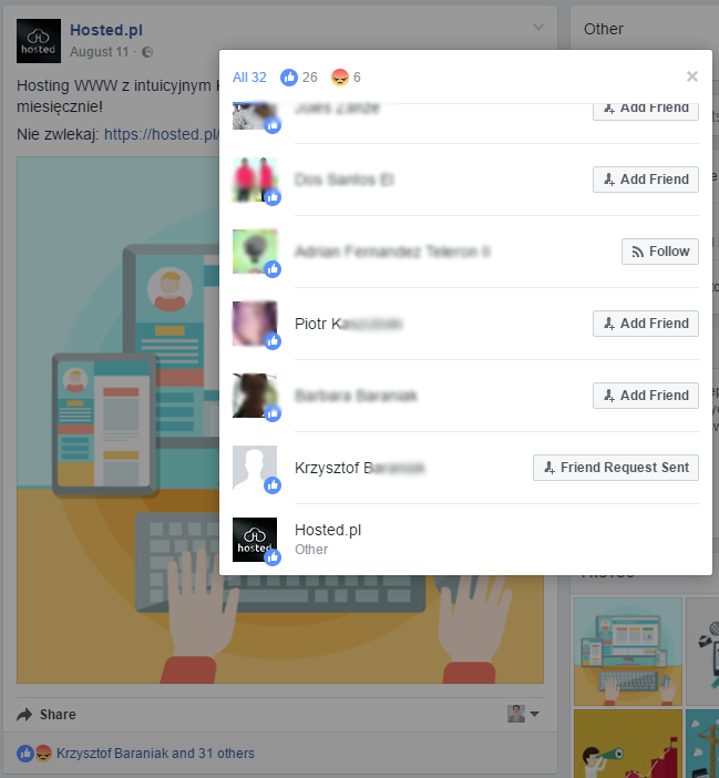 Zrzut ekranu z profilu Hosted na Facebooku class="wp-image-529056" 