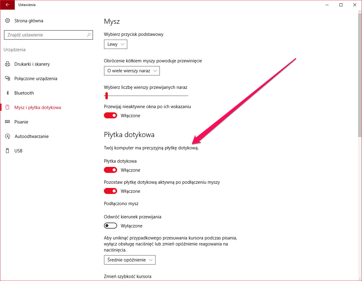 Windows 10 i gesty - precyzyjna płytka dotykowa 