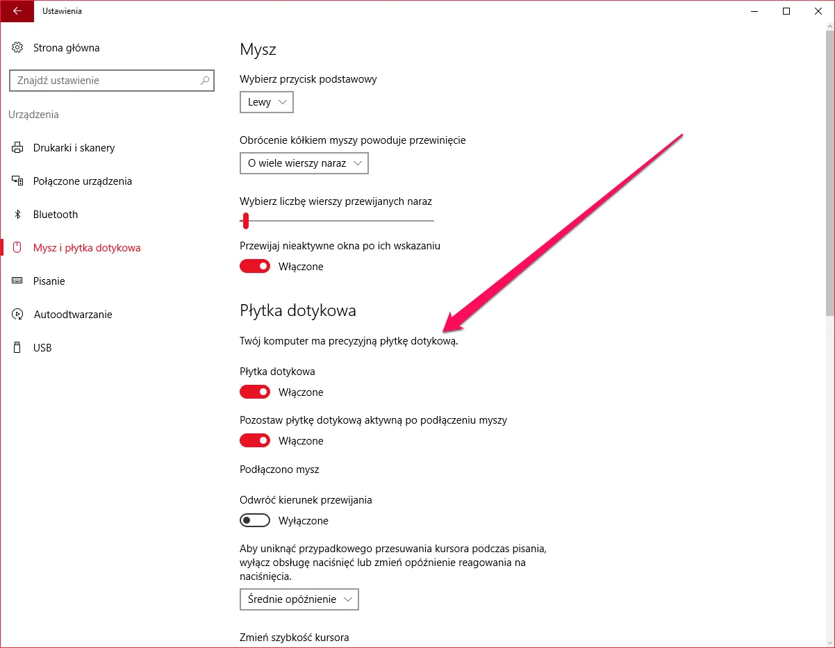 Windows 10 i gesty - precyzyjna płytka dotykowa
