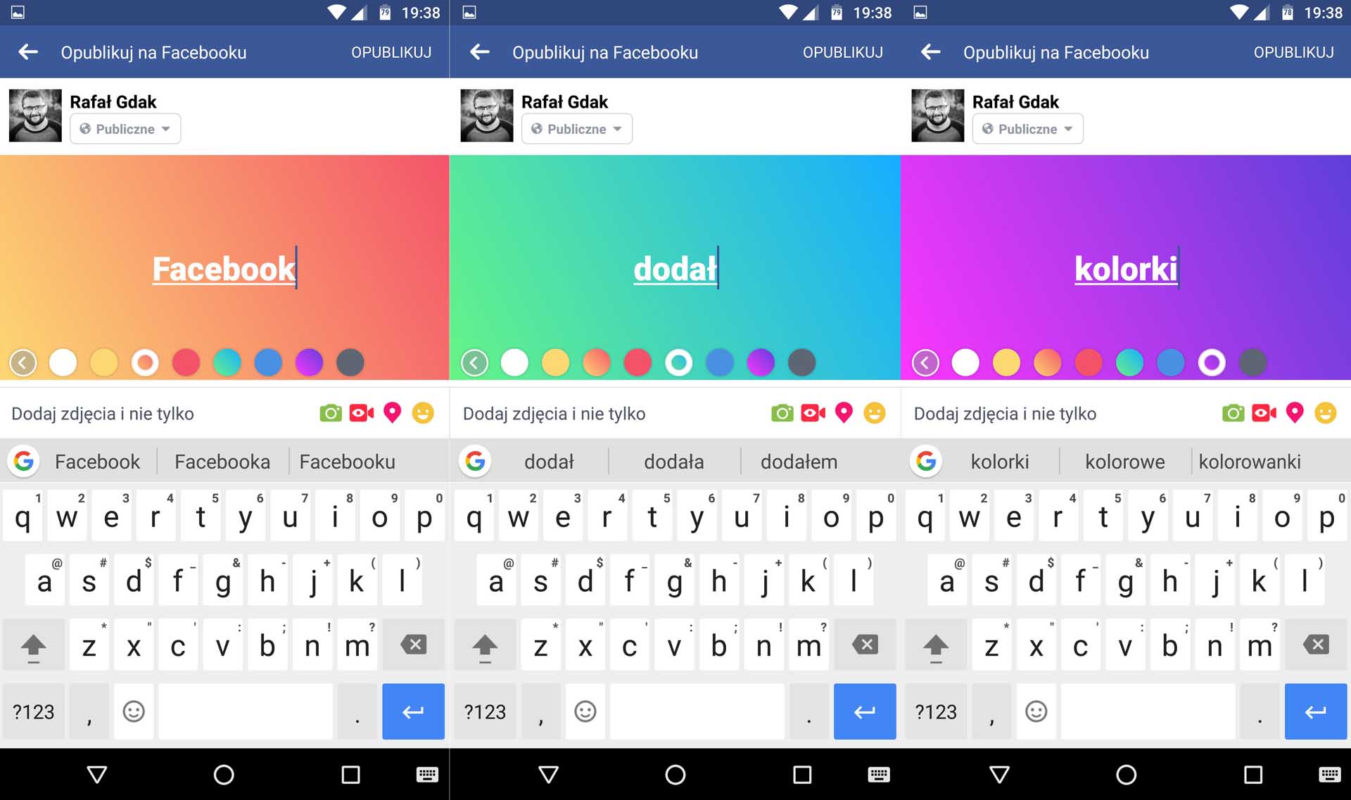 Facebook dodał kolorowe tła statusów class="wp-image-535363"