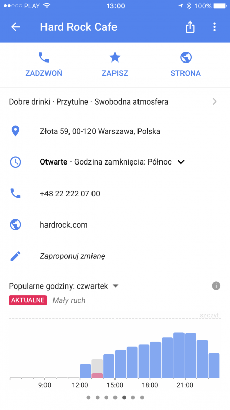 google maps iphone popularne godziny live 