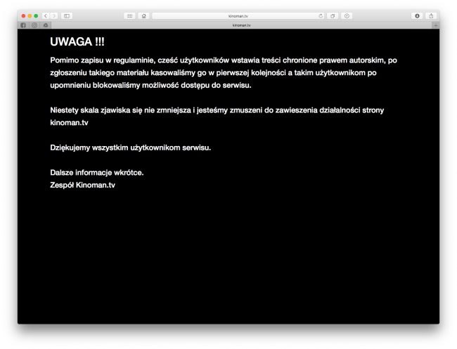 Kinoman.tv - serwis został zamknięty. Co zamiast Kinomana? 
