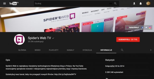 YouTube tryb nocny material design20 